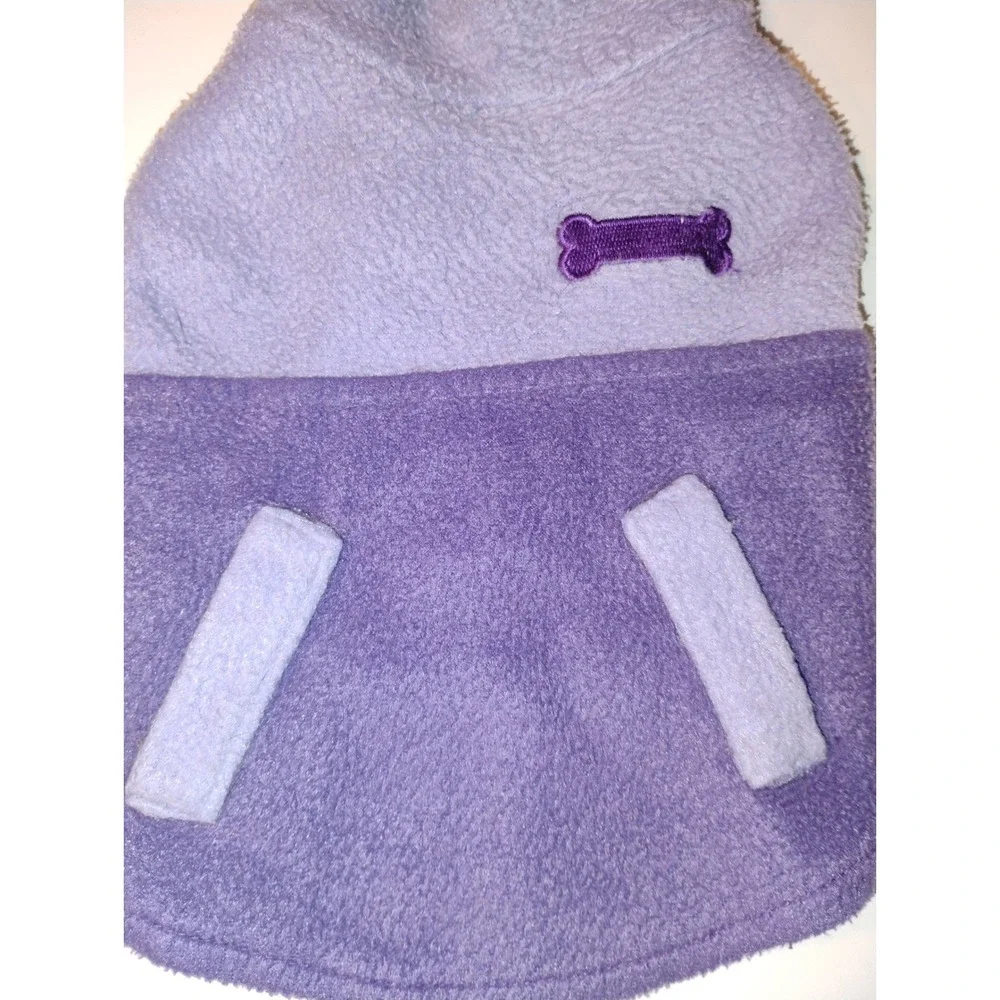 Purple Fleece Dog‎ Coat Vest Bone Accent Small